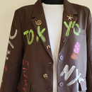 10004 20035 20036 20044 pin gold spiral letter m star and brooch clover on blazer
