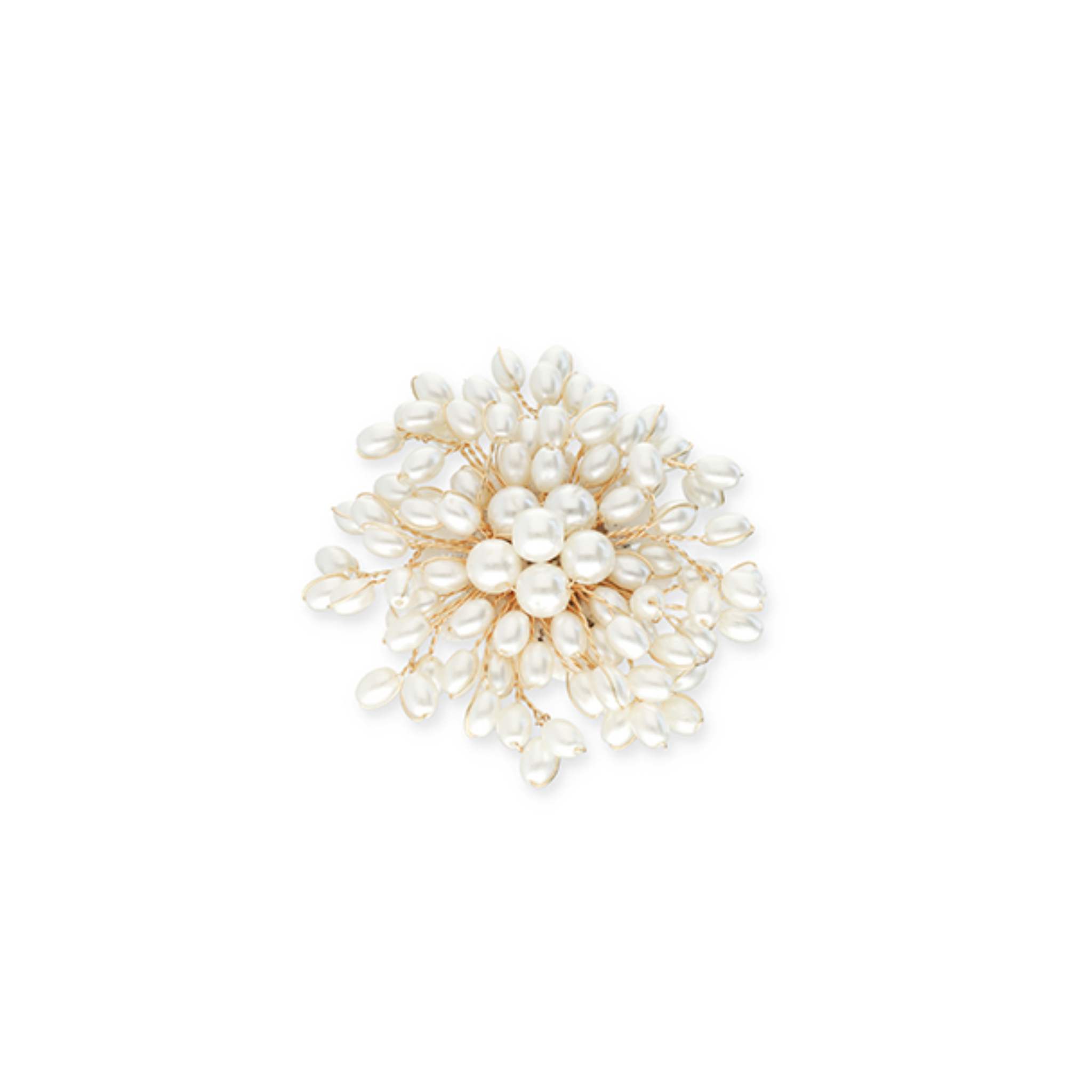 Brooch pin with pearls, gold and white