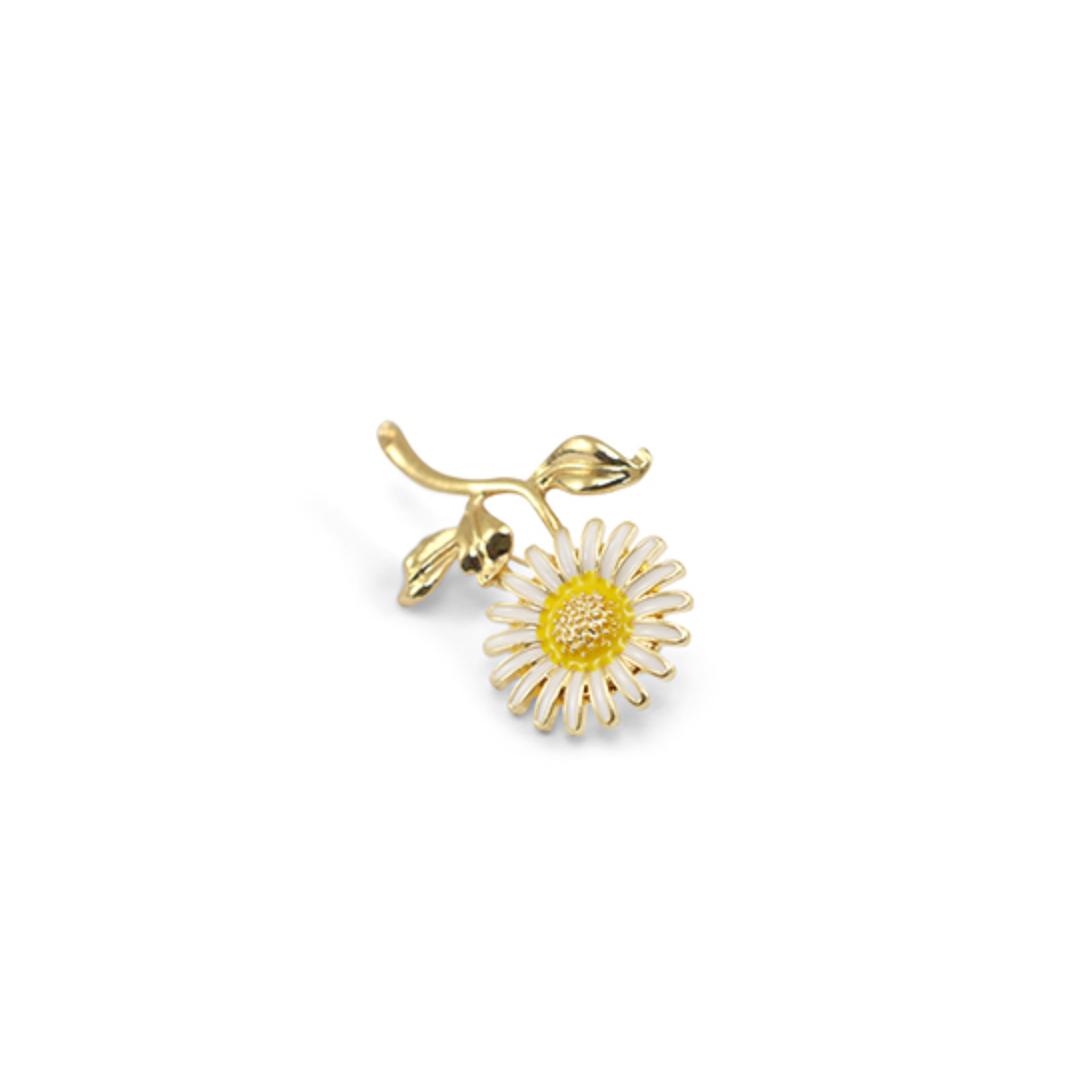 Brooch pin gold white yellow flower