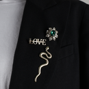 10017 10018 brooch pin gold love and gold green oval