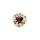10028 brooch pin heart Gold-berry wine red-gray-dark pink