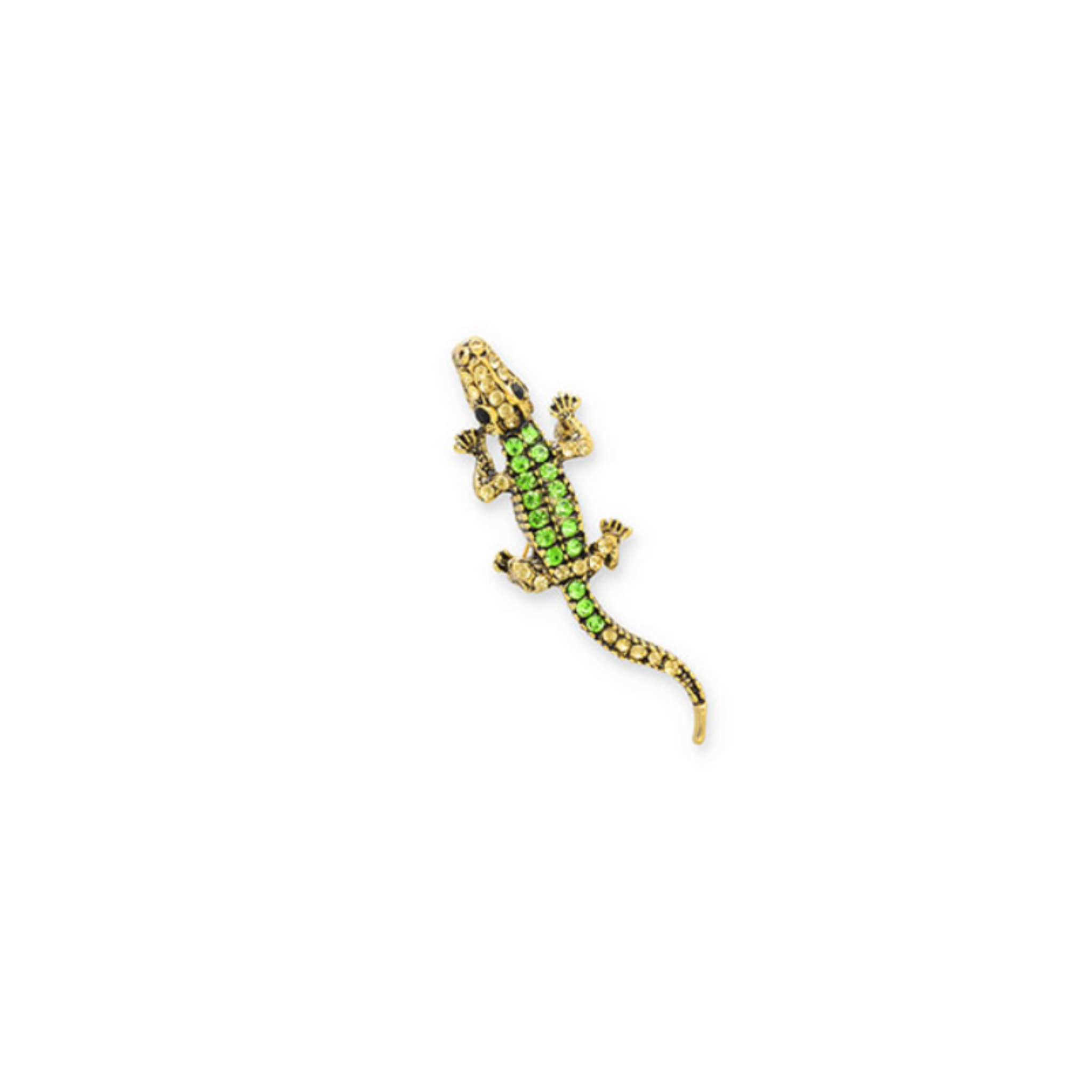 Brooch pin crocodile gold, green, black