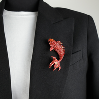 10032 brooch pin red statement koi carp on black blazer