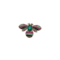 10056 brooch magnet green pink gold bee