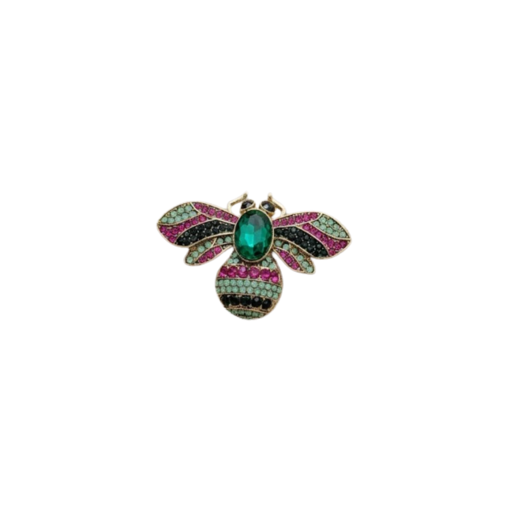 10056 brooch magnet green pink gold bee