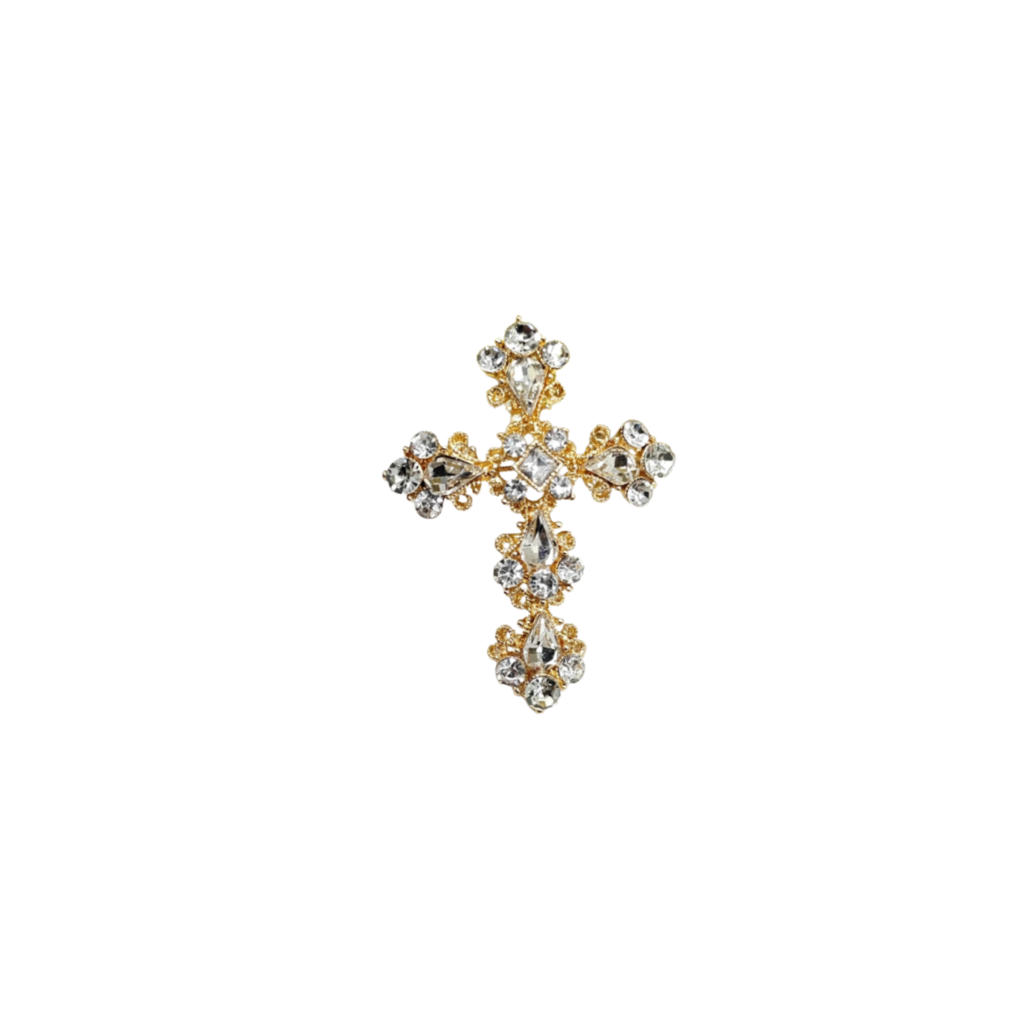 10057 brooch pin gold silver cross