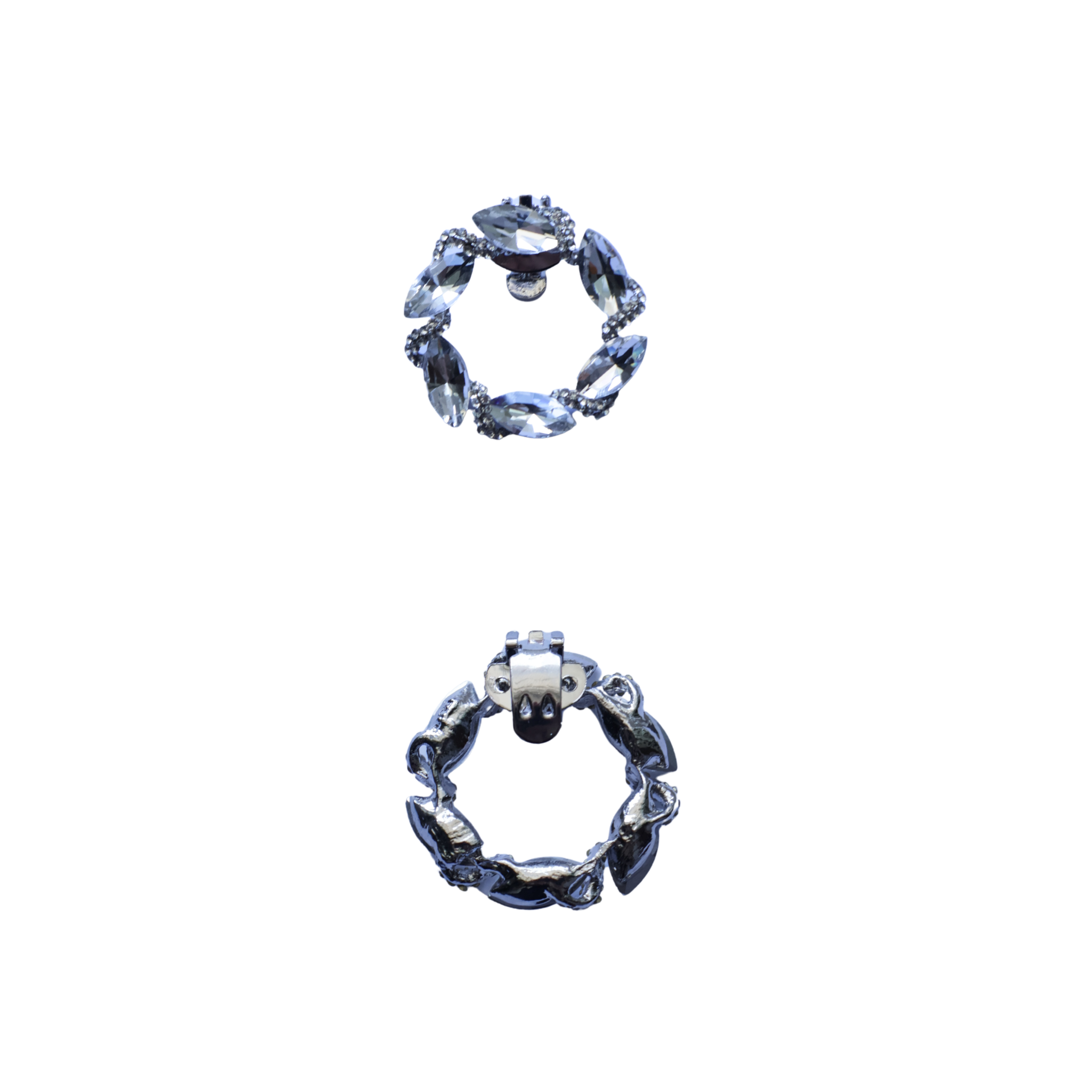 Clip silver round open with stones
