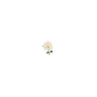 mini bloem broche wit met groen en goud