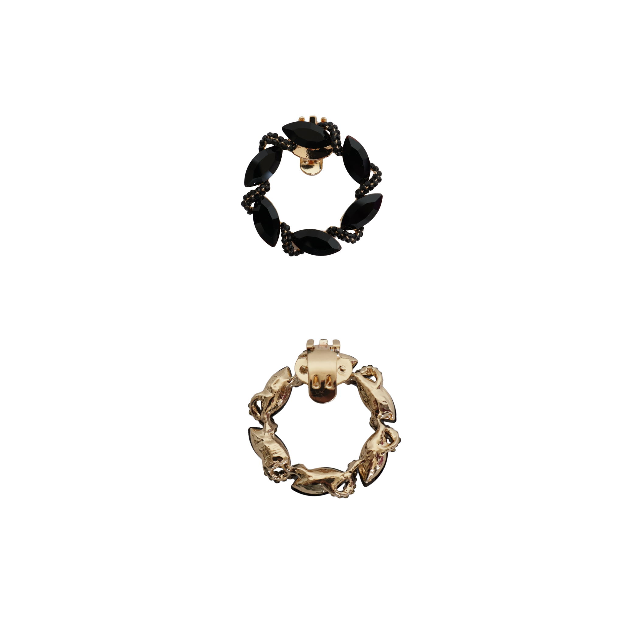 Brooch black and gold clip