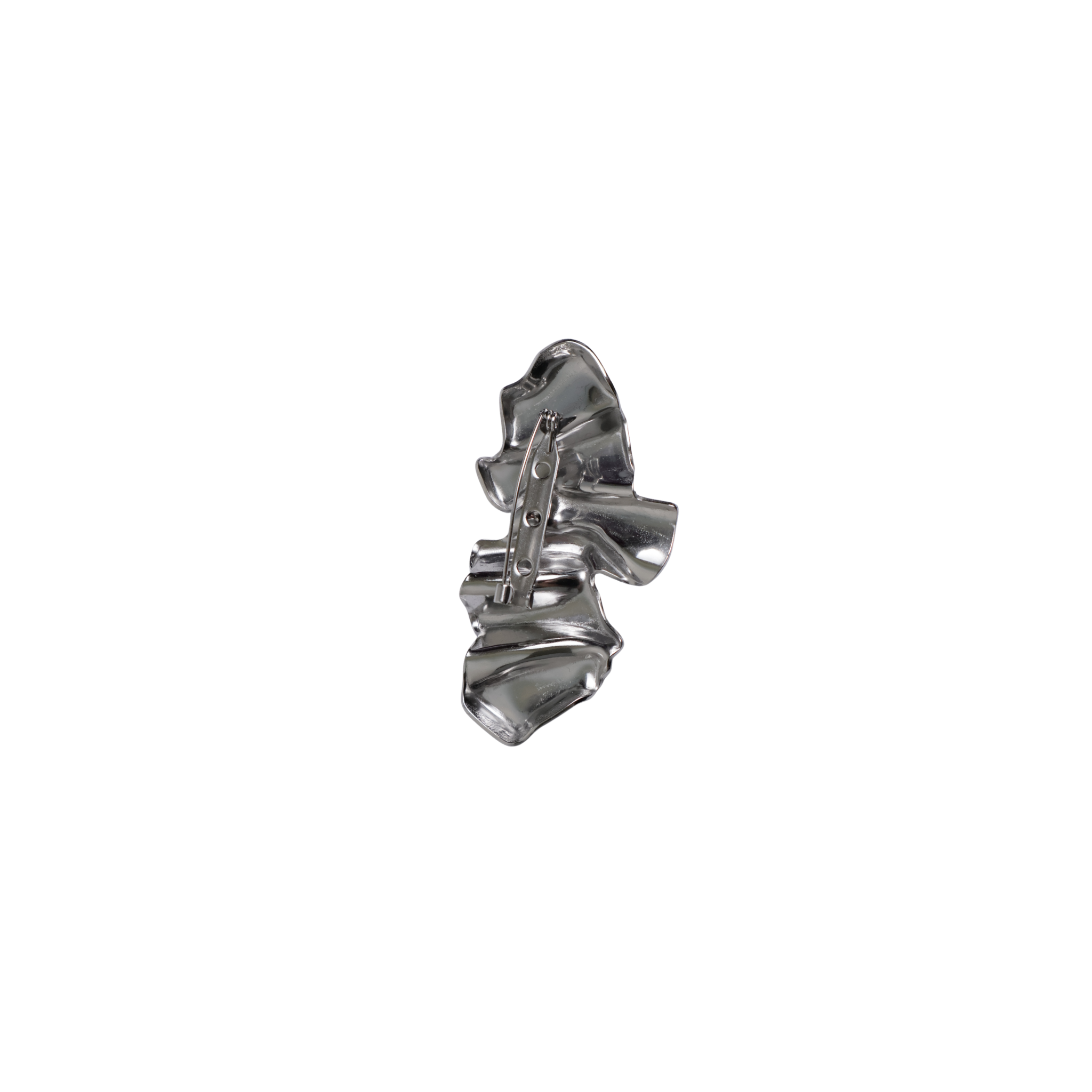 Brooch pin silver leaf folded