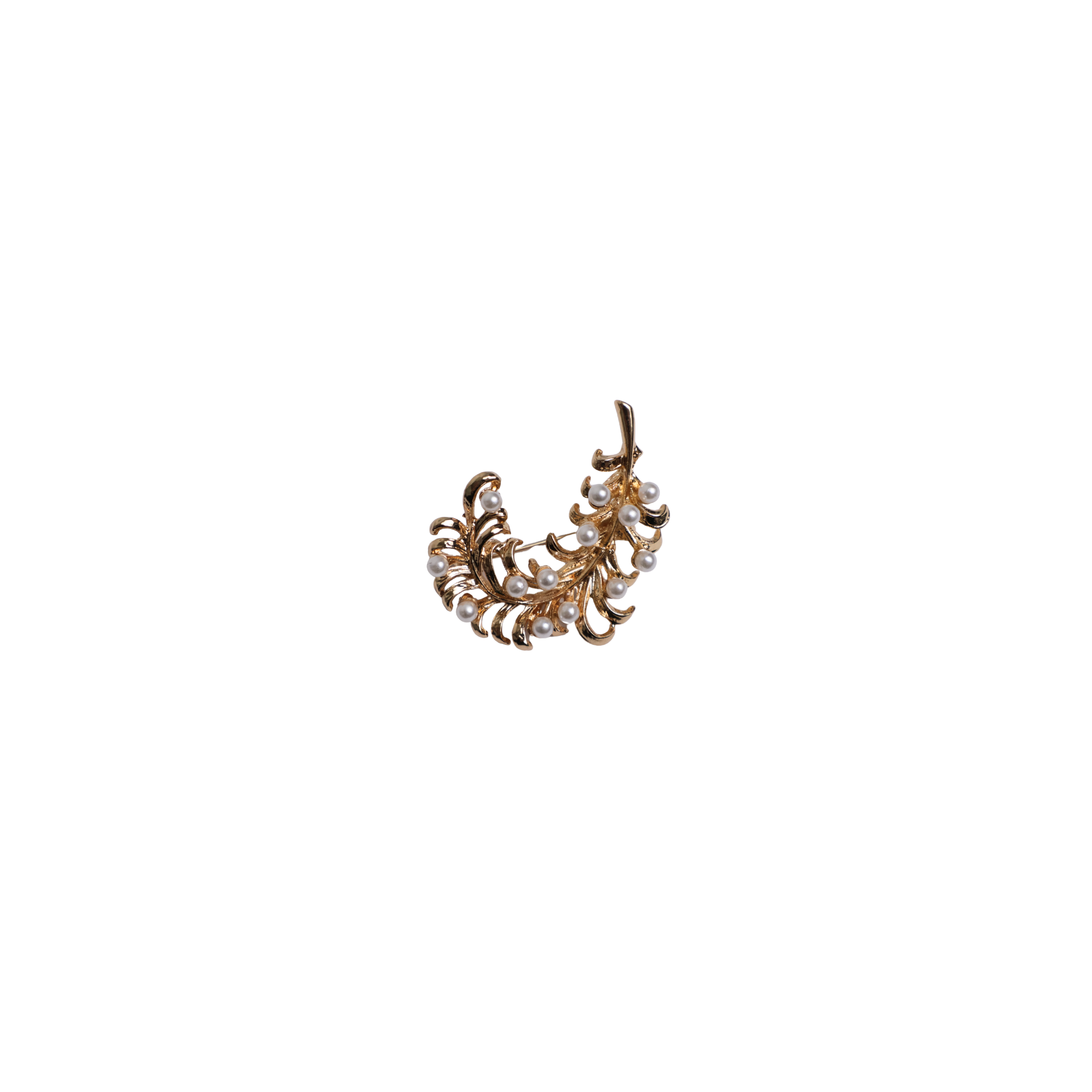 Brooch pin feather with pearls