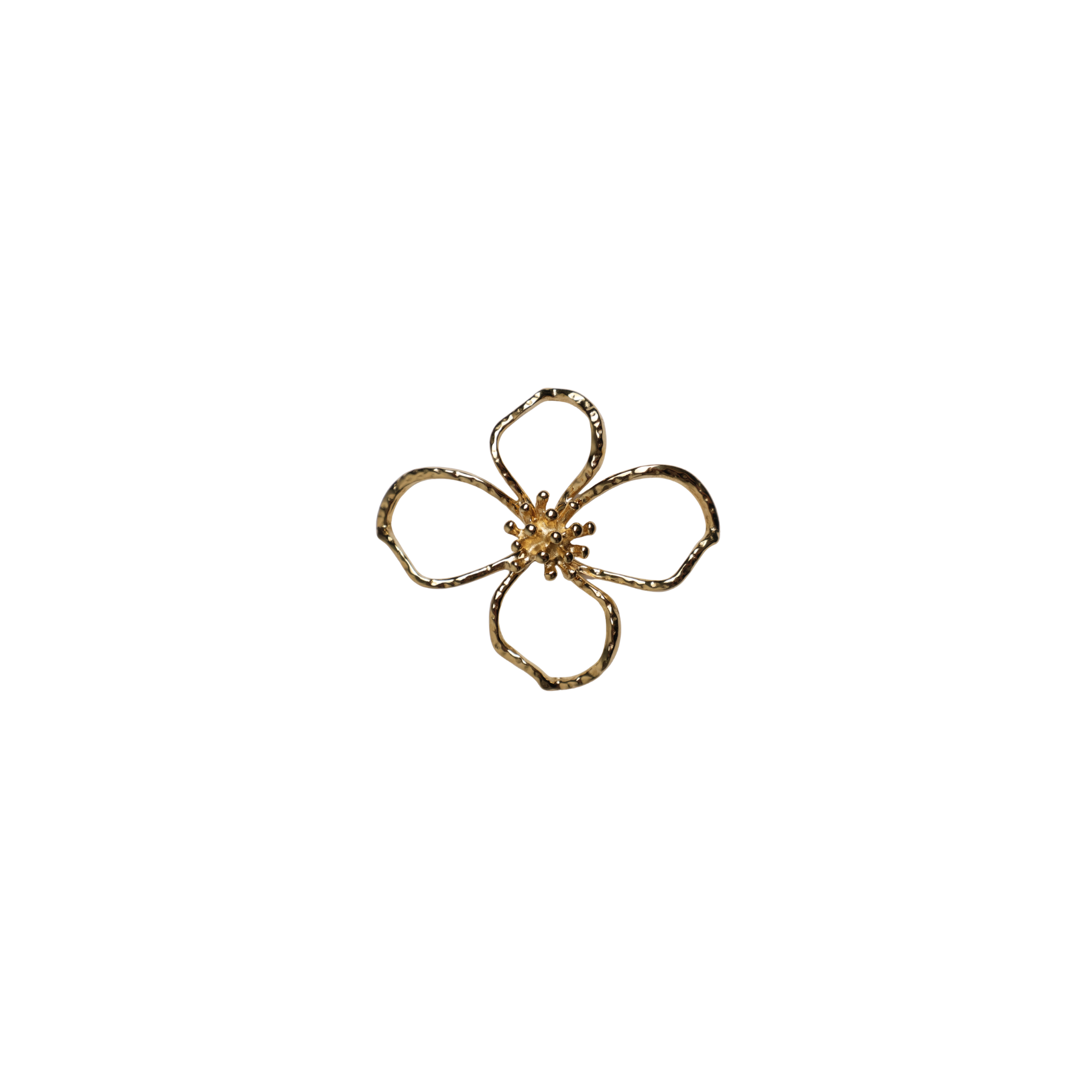 Brooch pin gold open flower with pollen
