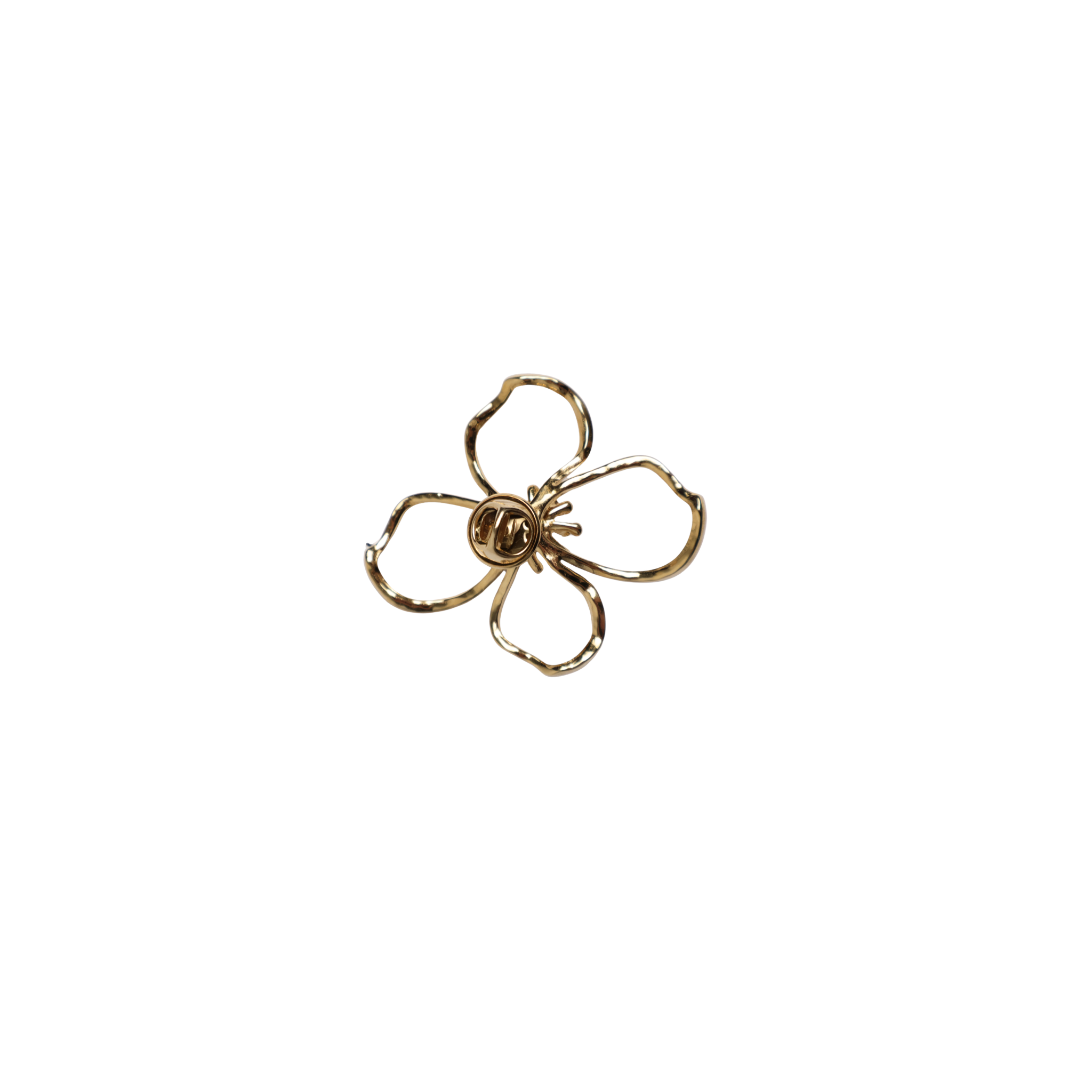 Brooch pin gold open flower with pollen