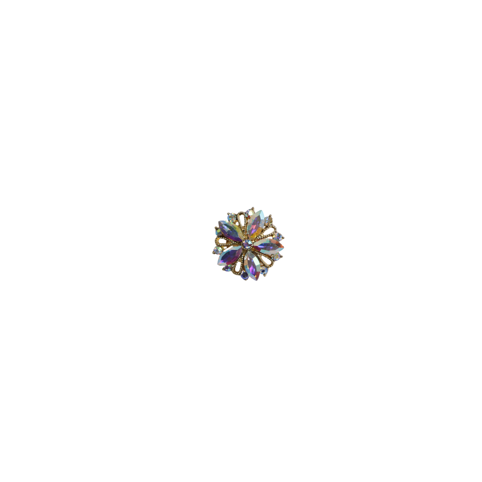 Brooch pin mini flower gold rainbow