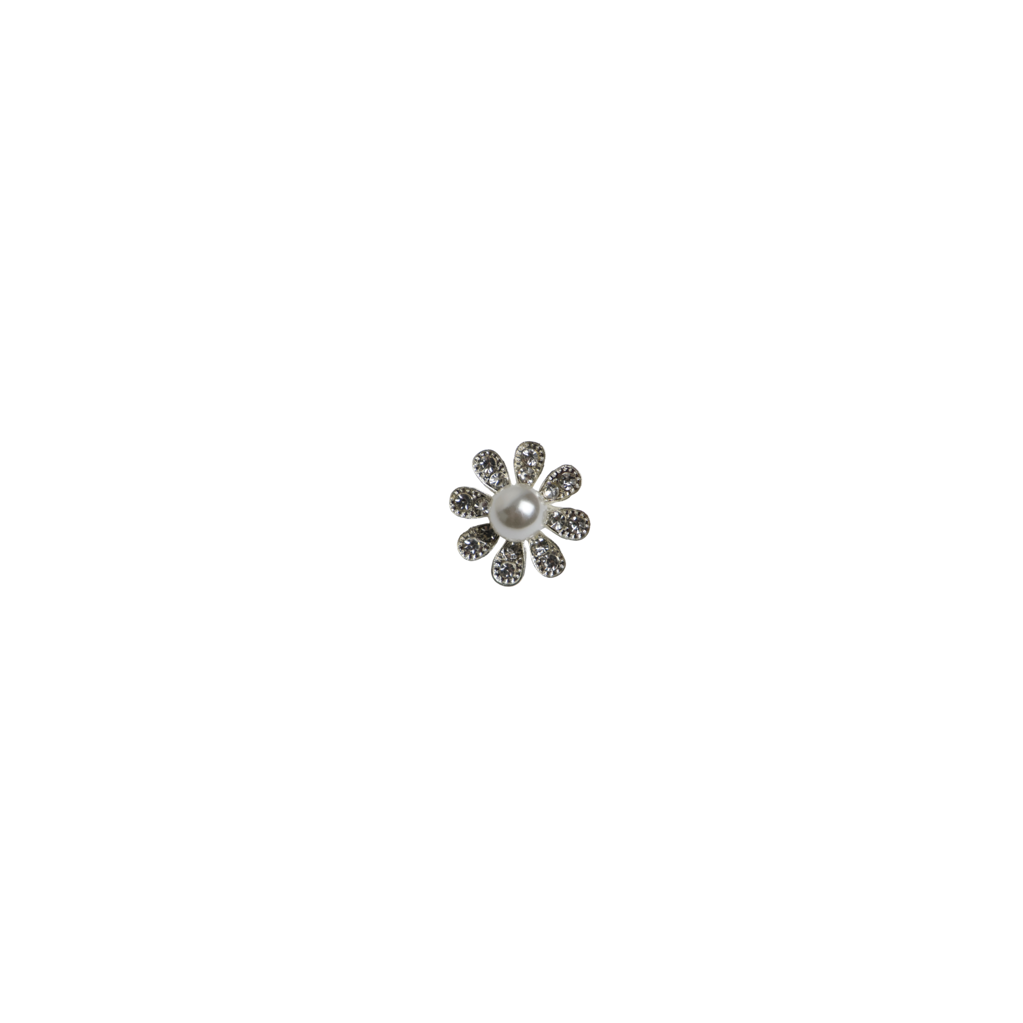 Brooch pin mini flower silver with pearl