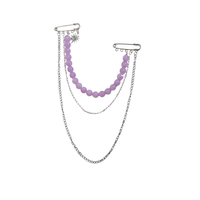 safety pin zilver met paarse kralen
