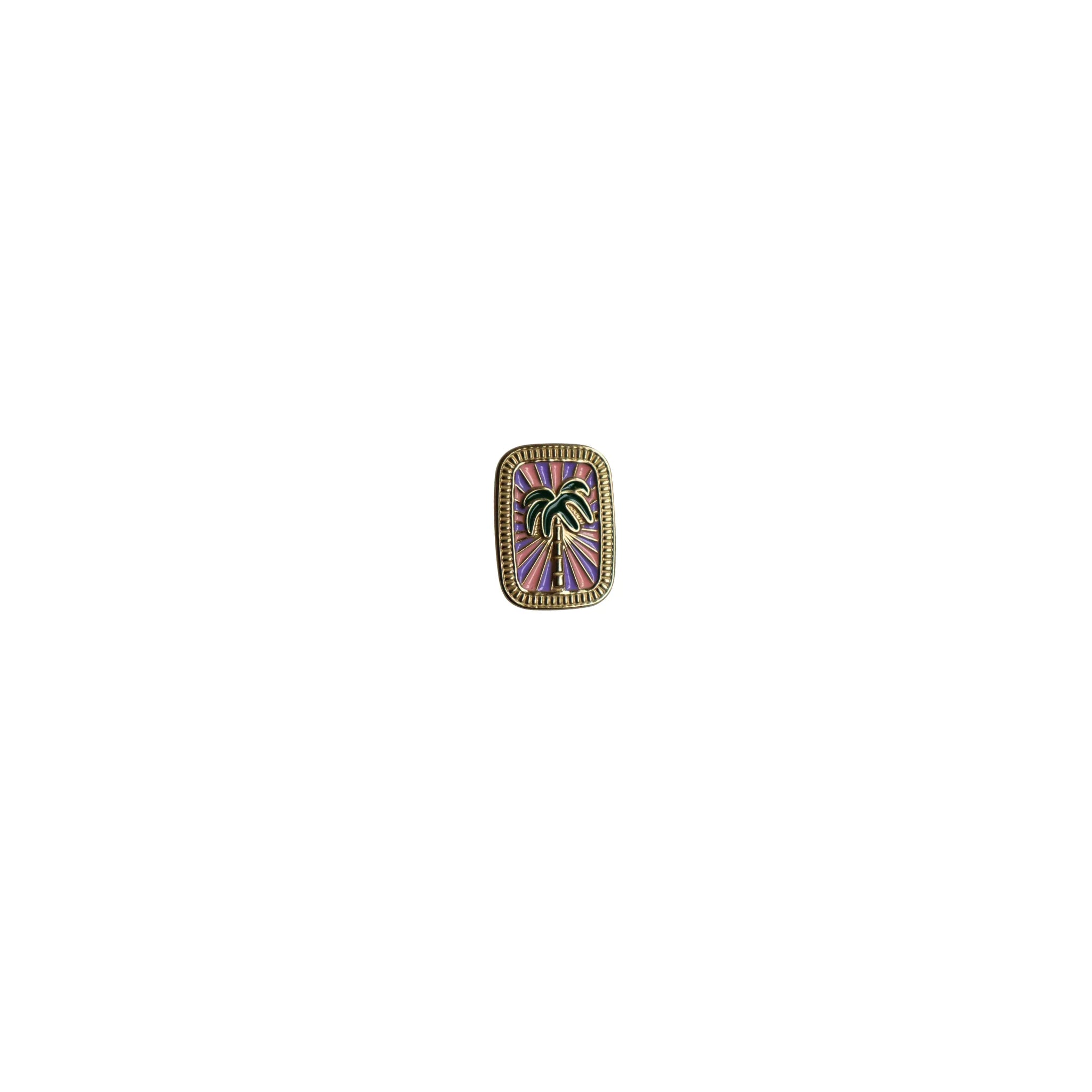Pin gold purple pink green with palm tree