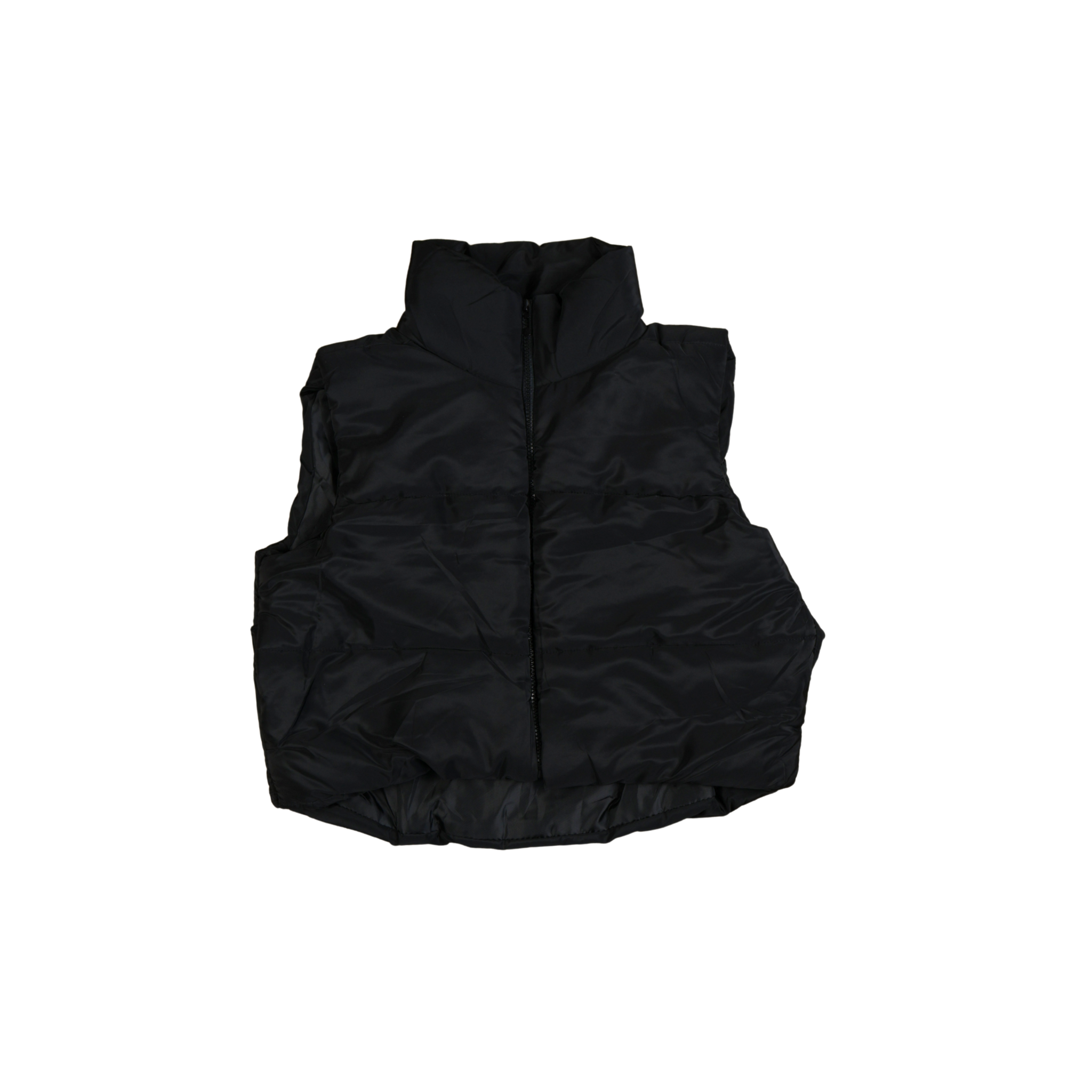 Black quilted bodywarmer with zip and pockets