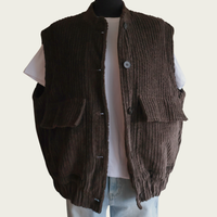 6000 brown ribbed waistcoat with buttons and pockets