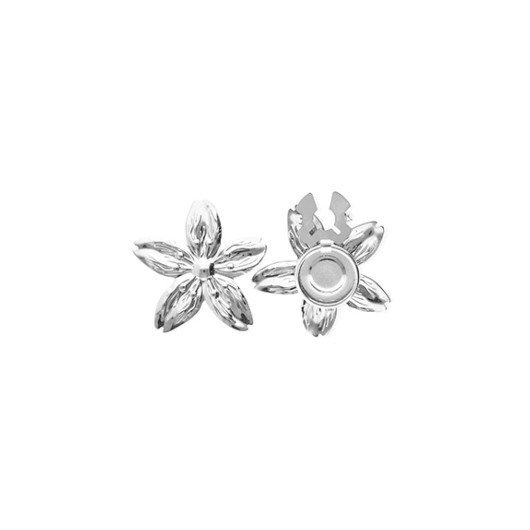 Button cover flower silver