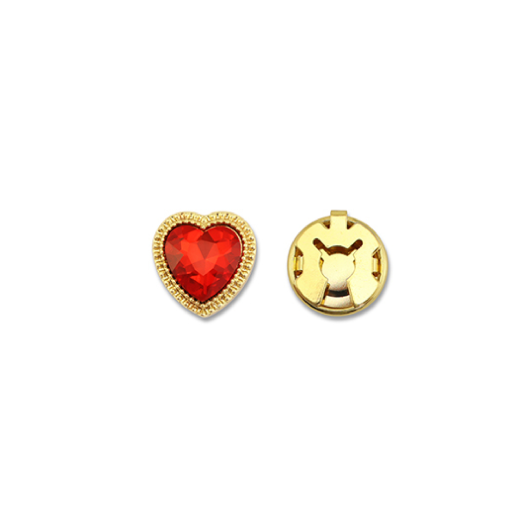 Button cover gold, red heart